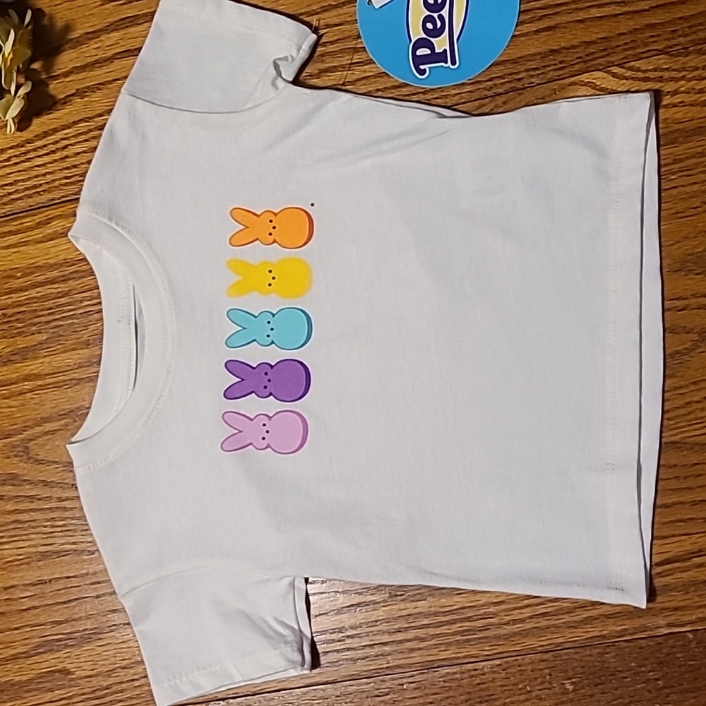 Peeps NWT White Kids T-Shirt with Colorful Bunny Print - 18 Months - Picture 2 of 9